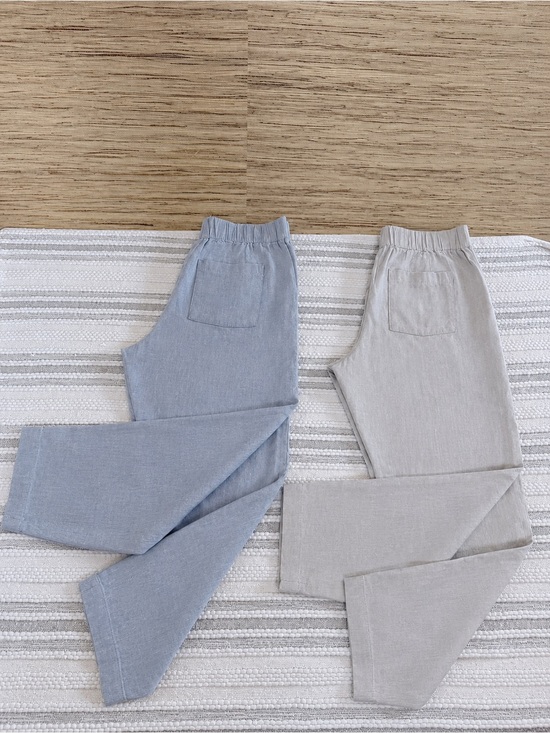 Lou & Grey Pants - Lou & Grey Linen Blend Pull-On Cropped Pants Bundle Elastic Waist Blue Beige M